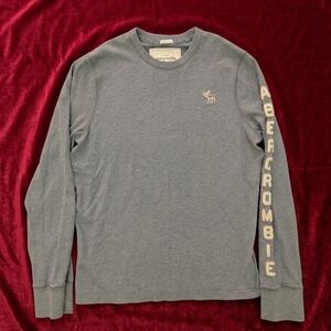 Vintage Abercrombie & Fitch Gray Long Sleeve Tee with Sleeve Logo Muscle Fit